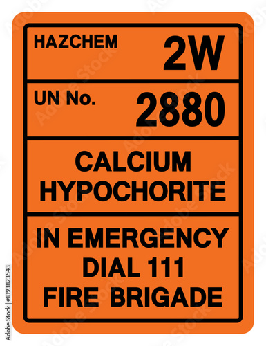 Hazard Chemical Calcium Hypochlorite UN 2880 Symbol Sign, Vector Illustration, Isolate On White Background, Label.EPS10