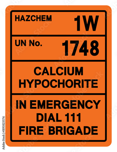 Hazard Chemical Calcium Hypochlorite UN 1784 Symbol Sign, Vector Illustration, Isolate On White Background, Label.EPS10