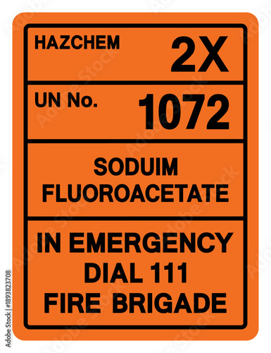 Hazard Chemical Sodium Fluoroacetate UN 2629 Symbol Sign, Vector Illustration, Isolate On White Background, Label.EPS10