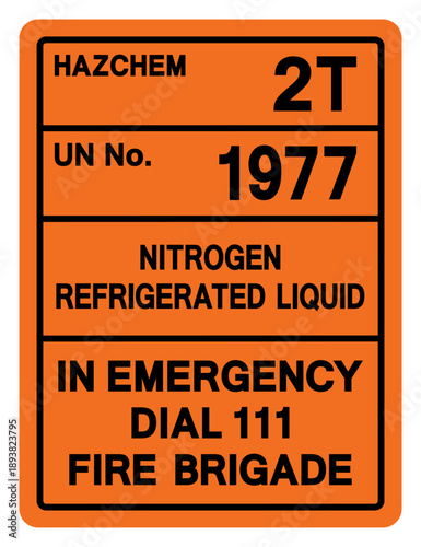 Hazard Chemical Nitrogen Refgigerated Liquid UN 1977 Symbol Sign, Vector Illustration, Isolate On White Background, Label.EPS10