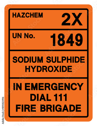 Hazard Chemical Sodium Sulphide Hydroxide UN 1849 Symbol Sign, Vector Illustration, Isolate On White Background, Label.EPS10