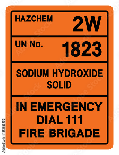 Hazard Chemical Sodium Hydroxide Solid UN 1823 Symbol Sign, Vector Illustration, Isolate On White Background, Label.EPS10