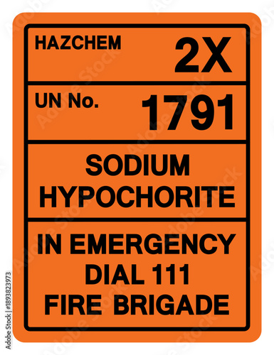 Hazard Chemical Sodium Hypochorite UN 1791 Symbol Sign, Vector Illustration, Isolate On White Background, Label.EPS10