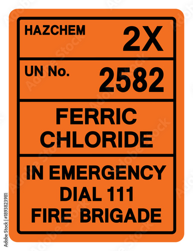Hazard Chemical Ferric Chloride UN 2582 Symbol Sign, Vector Illustration, Isolate On White Background, Label.EPS10