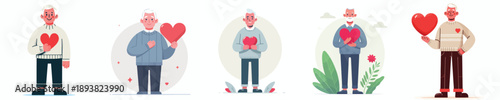 vector of a grandfather holding a heart symbol on valentine