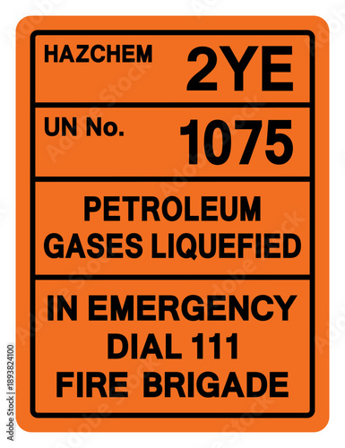 Hazard Chemical Petroleum Gases Liquefied UN 1075 Symbol Sign, Vector Illustration, Isolate On White Background, Label.EPS10