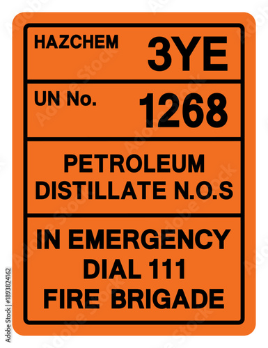 Hazard Chemical Petroleum Distillate N.O.S UN 1268 Symbol Sign, Vector Illustration, Isolate On White Background, Label.EPS10