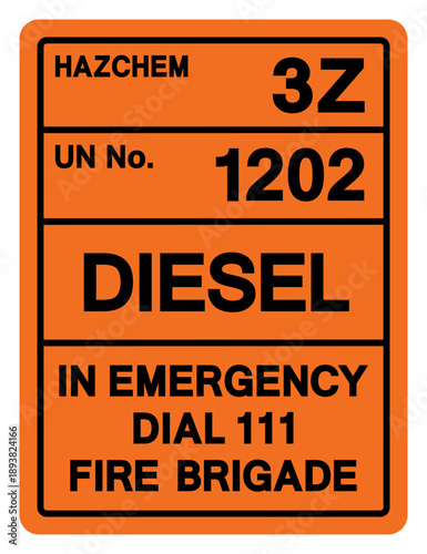 Hazard Chemical Diesel UN 1202 Symbol Sign, Vector Illustration, Isolate On White Background, Label.EPS10
