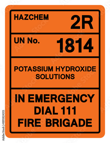 Potassium hydroxide Solution UN1814 Symbol Sign, Vector Illustration, Isolate On White Background Label. EPS10
