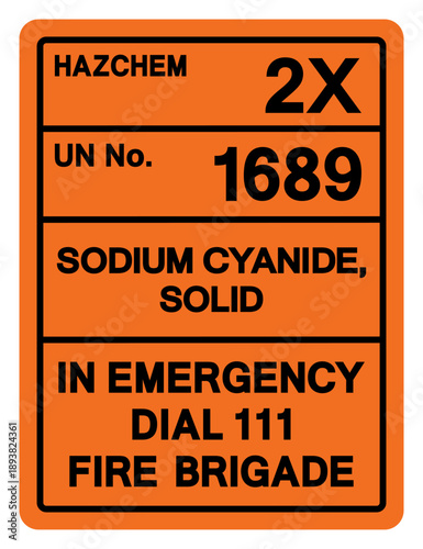 Hazard Chemical Sodium Cyanide Solid UN1689 Symbol Sign, Vector Illustration, Isolate On White Background, Label .EPS10