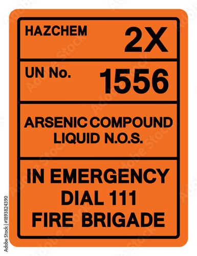 Hazard Chemical Arsenic Compound Liquid N.O.S. UN1556 Symbol Sign, Vector Illustration, Isolate On White Background, Label .EPS10