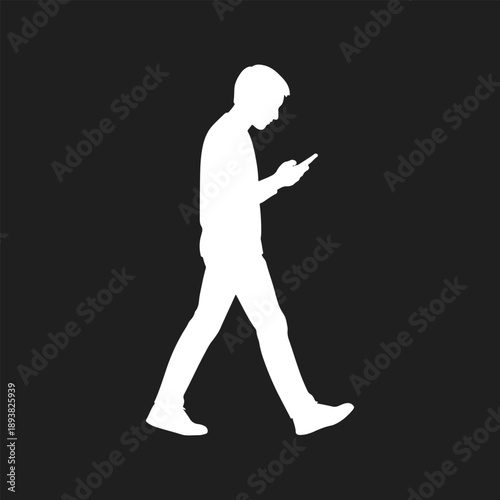 Smartphone User Walking Silhouette Icon
