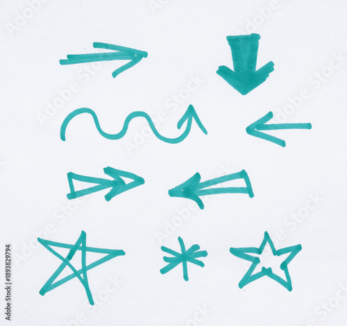set of hand drawn arrows, doodle illustration