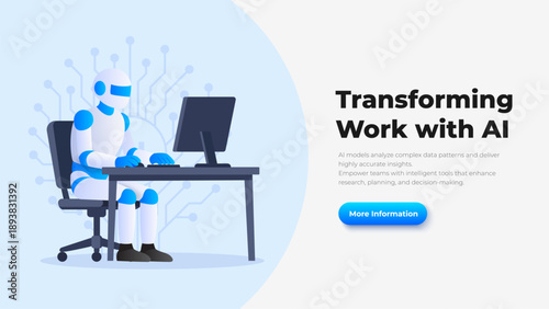 Artificial intelligence illustration showing AI automation and digital work transformation