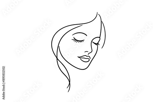 Minimalist Female Silhouette. Abstract female visage. Minimalistic one-line drawing abstract female visage