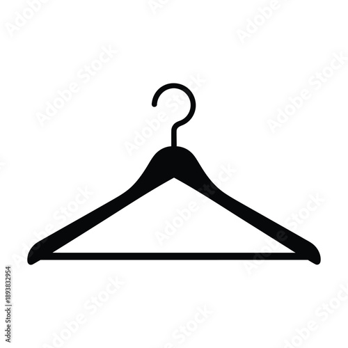 Simple clothes hanger silhouette icon isolated on white background