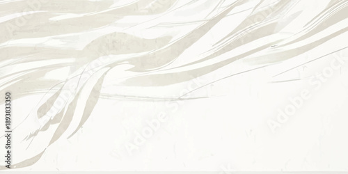 Soft beige brushstrokes creating a delicate and flowing abstract pattern on a white canvas