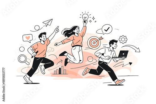 Soft vibrant horizon. Large gradient shapes expand outward like a sunrise, colors blending smoothly with