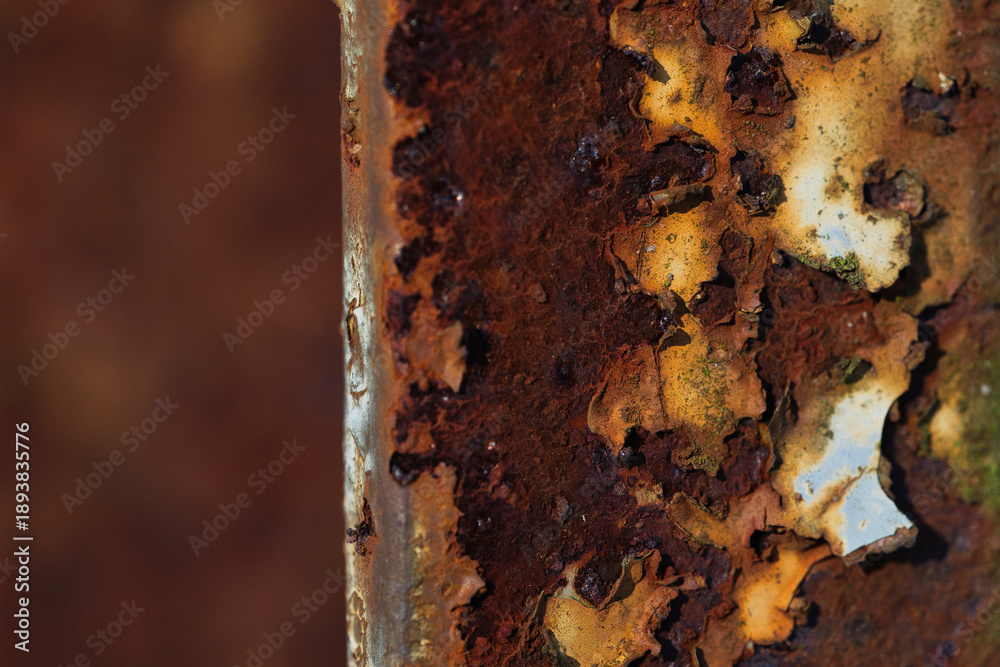 Fototapeta premium Close-Up Rusty Metal Fence Bars Texture in Brown Tones
