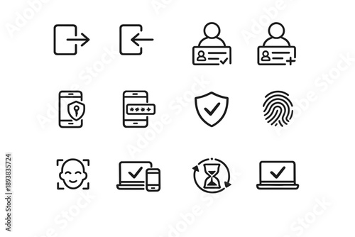 Authentication Access Icons. Authentication access icons. Line outline icon set of Authentication access icons