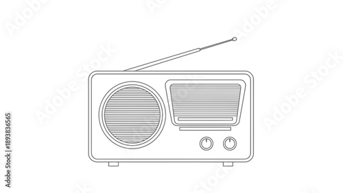 Vintage radio with antenna and controls