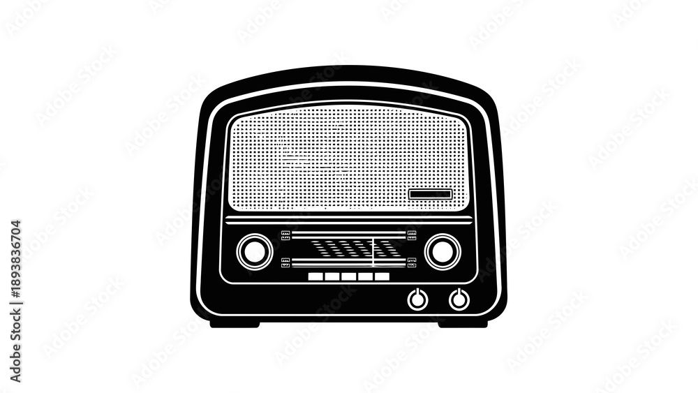 Fototapeta premium Vintage radio illustration on white background