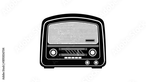 Vintage radio illustration on white background