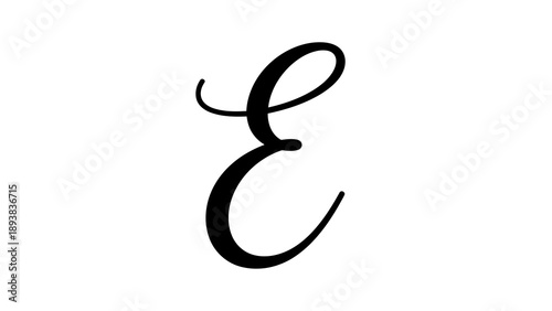Elegant black letter e on white background