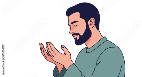 Man Praying with Hands Together in Serenity