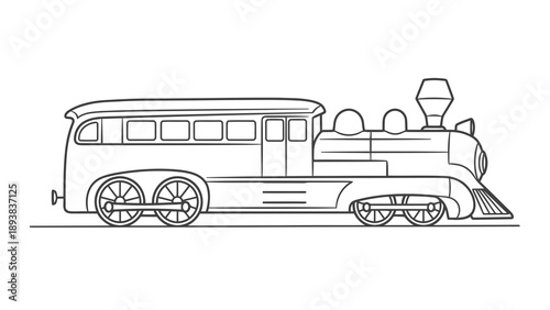 Vintage train with passenger car illustration