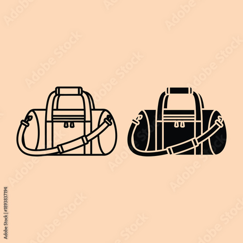 Travel bags and duffel bags illustration set on beige background perfect for travel and adventure designs with simple and modern style