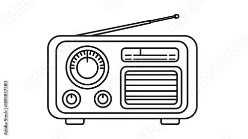 Vintage radio illustration with antenna