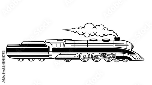 Classic black and white train illustration