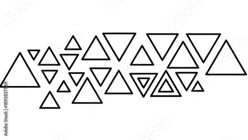 Collection of various sized triangles in black outline