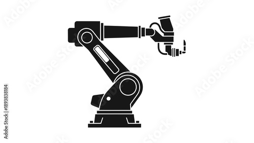 Industrial robot arm illustration on white background