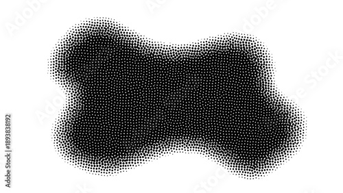 Black dog bone silhouette made of dots on white background