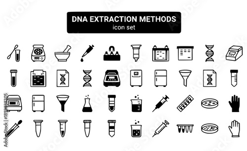 DNA Extraction Methods Isolation Purification Sample Processing Laboratory Molecular Biology Protocol Techniques Vector Icon Set - DNA Isolation