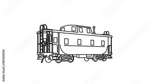 Vintage train caboose illustration