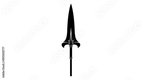 Black trident weapon on white background