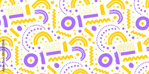 Colorful abstract pattern featuring rainbows circles and wavy lines