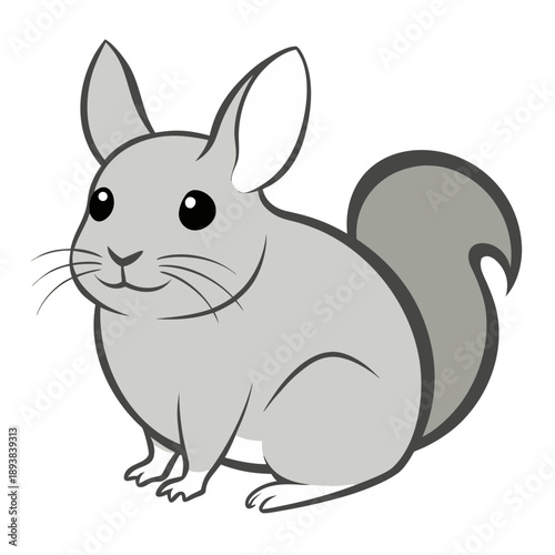 Chinchilla vector illustration with simple thin outline, cute rodent art
