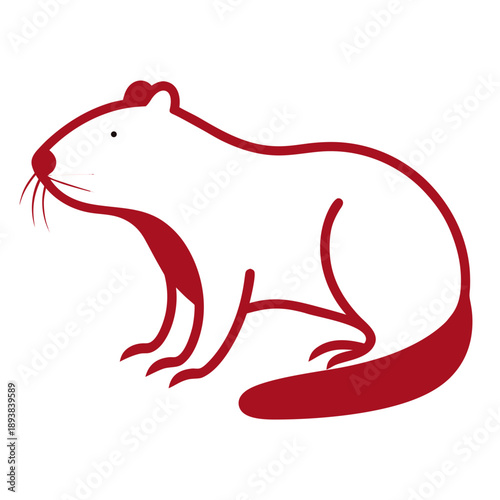 Schilderij op canvas Simple nutria illustration with a thin outline, vector art.