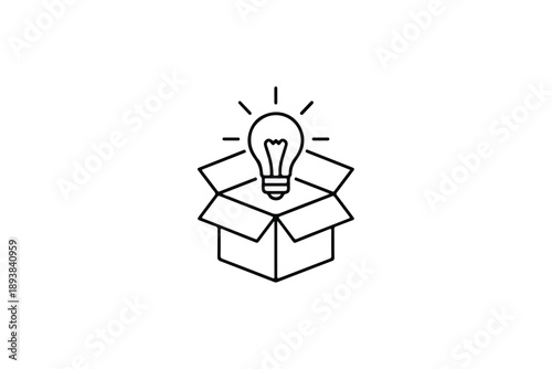 Thinking Outside The Box Lightbulb Innovation Concept Vector Icon