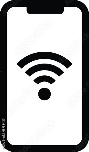 Mobile phone with WiFi icon symbolizing wireless internet connection, smart technology, and digital communication concept