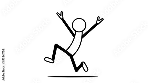 Simple stick figure jumping with joy and excitement.
