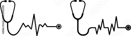 Stethoscope heartbeat line medical health care vector illustration
