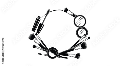 Vector makeup brush and tool circle