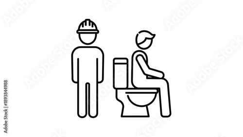 Man wearing face mask standing beside toilet.