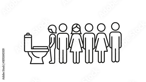 People waiting to use toilet.