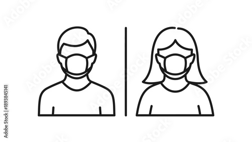 People wearing face masks illustration.